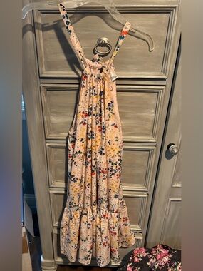 Floral Pink Mini Dress with Ruffle Hem
